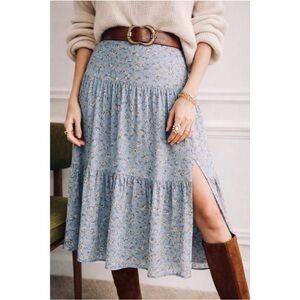 Blue Floral Prairie Midi Skirt Size S NWT Wardrobe set The Boys